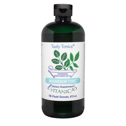 Vitanica Magnesium Tonic - Liquid Magnesium with Vitamin B6 for Brain, Sleep & Heart Health (Orange, 16 Fl Oz)