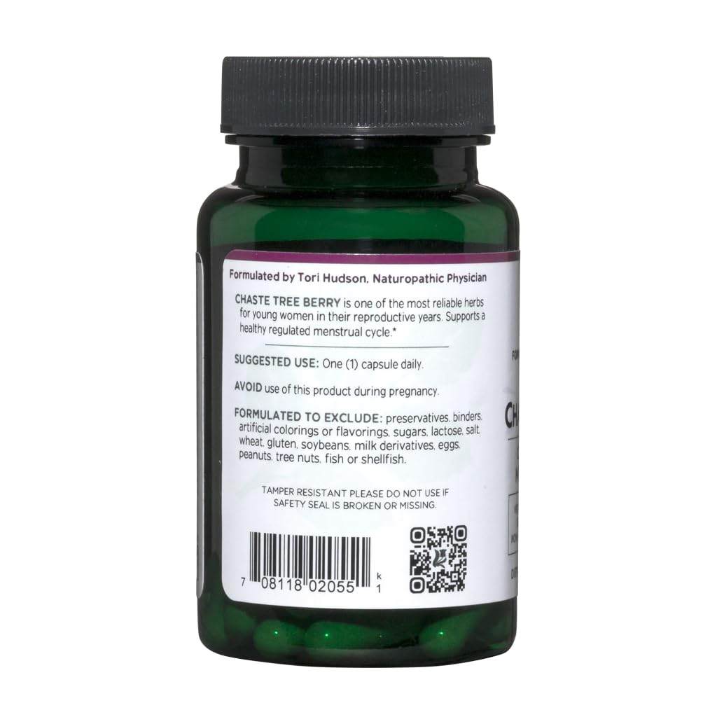 Vitanica Chaste Tree Berry Extract - Vitex for Hormone Balance & Menstrual Support (60 Capsules)
