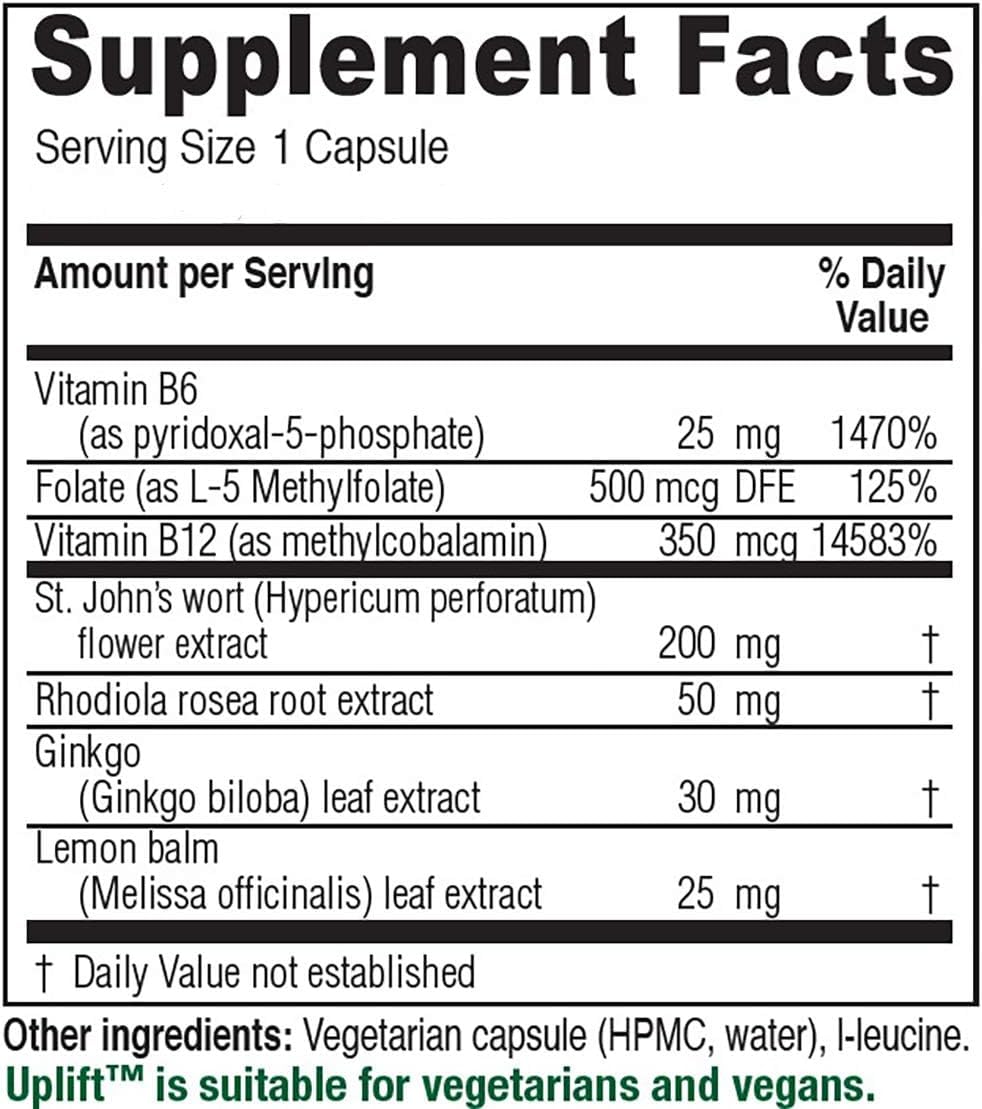 Vitanica Uplift — Mood & Emotional Support, Vegan, 60 Capsules