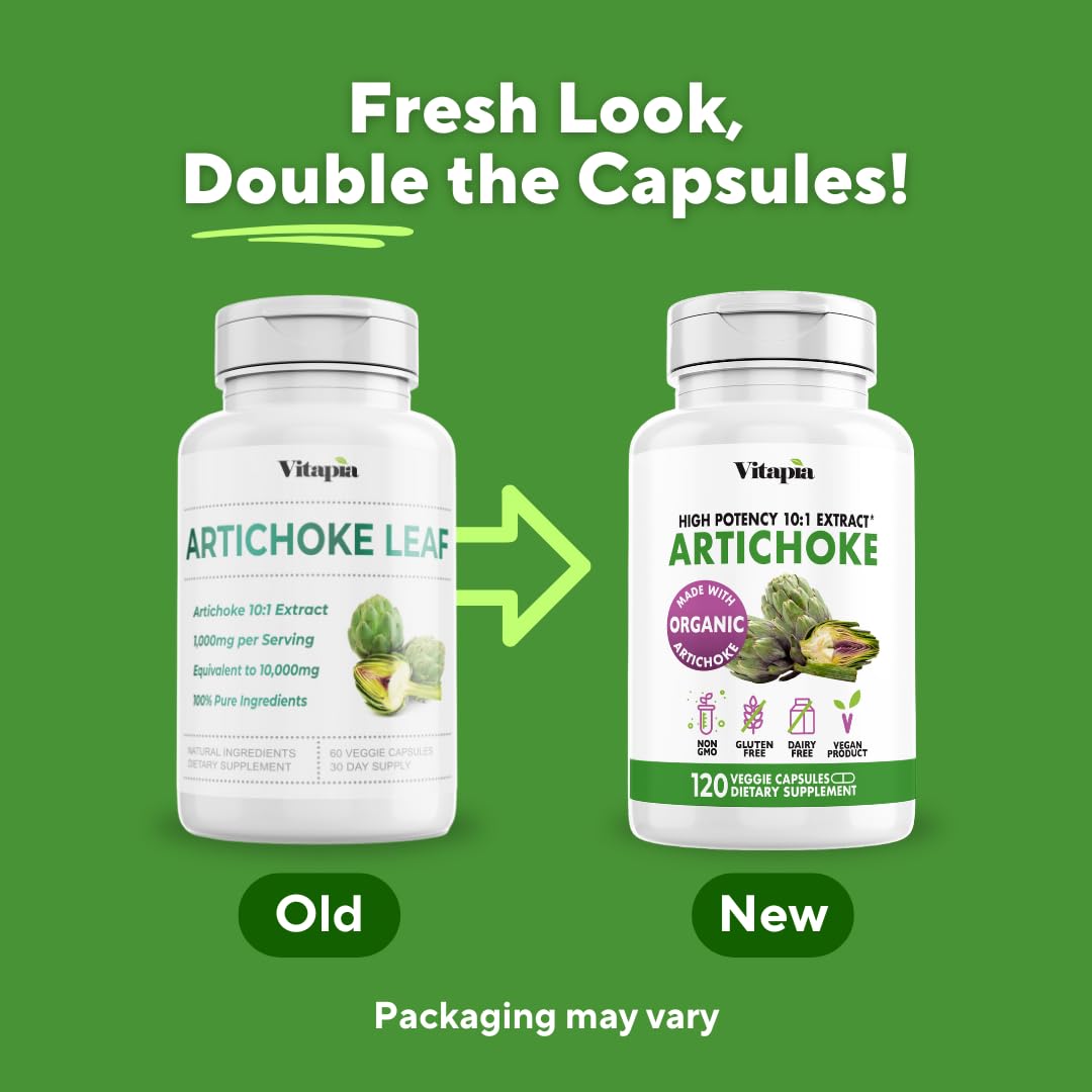 Vitapia Organic Artichoke Extract Supplement – Liver Health & Digestion, 120 Vegan Capsules