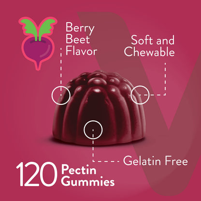 Viteey Beet Root Gummies with Magnesium & Vitamin C – 120 Count