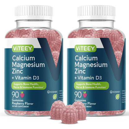 Viteey Calcium Magnesium Zinc Gummies + Vitamin D3 | Bone Health & Immune Support