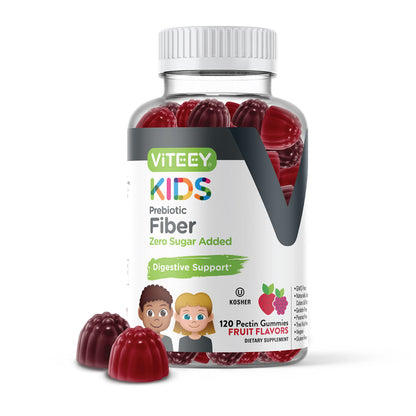 Viteey Prebiotic Kids Fiber Gummies – 4g Fiber, Digestive Health, Vegan & Gluten Free