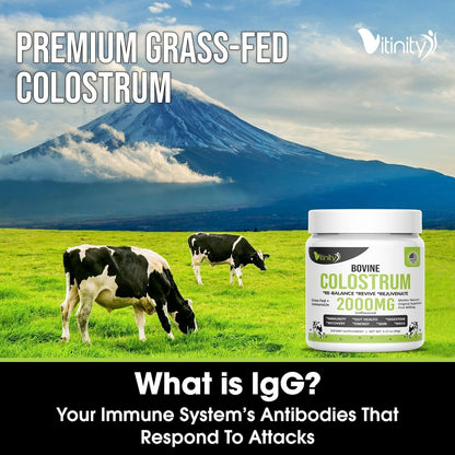 VITINITY Grass-Fed Bovine Colostrum Powder for Humans – Unflavored 90g