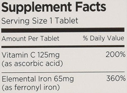 VITRON-C High Potency Iron + Vitamin C Tablets – 60 Ea, 3 Pack