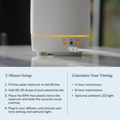 Vitruvi Stone Diffuser – Ceramic Ultrasonic Diffuser, 90ml, Black