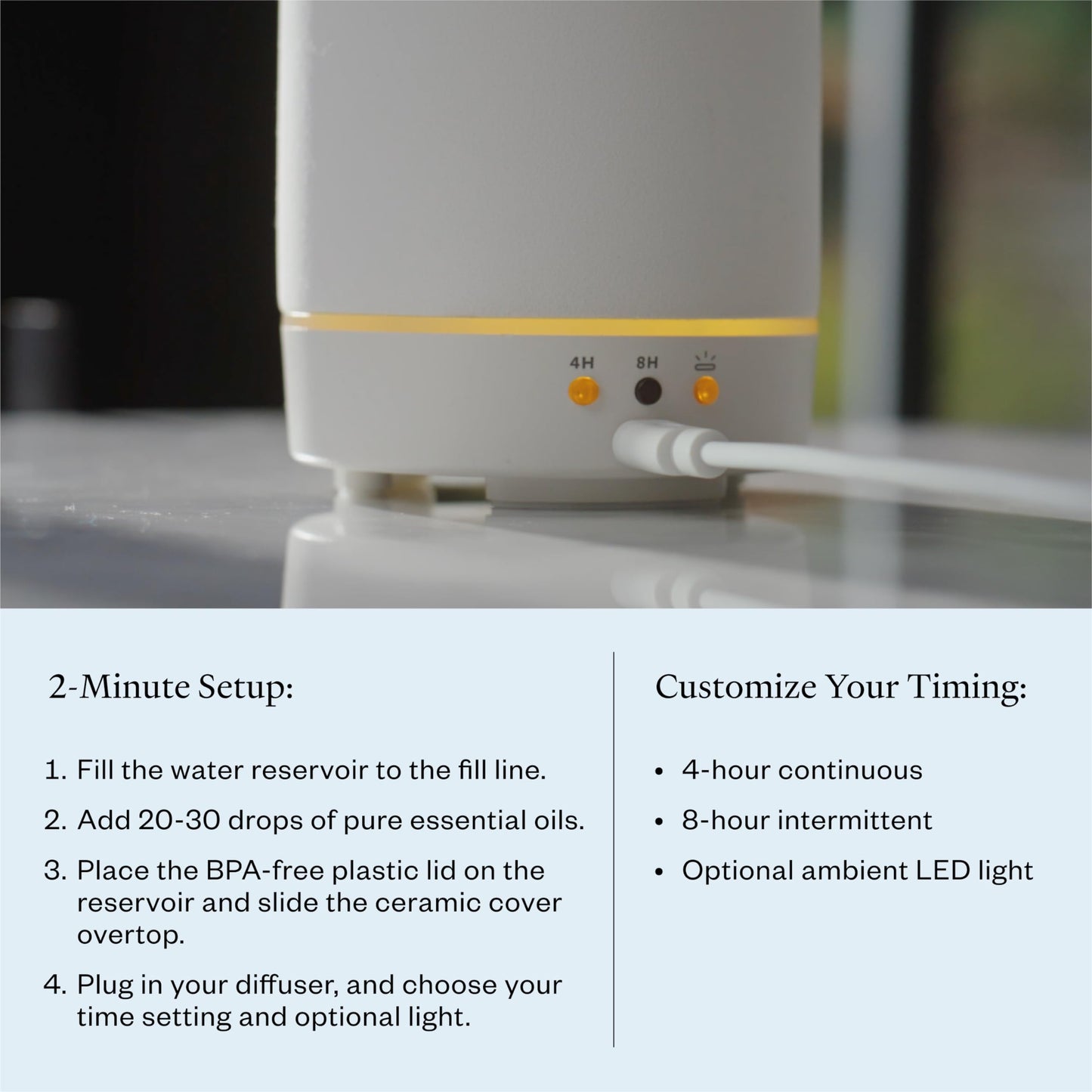 Vitruvi Stone Diffuser - Ceramic Ultrasonic Essential Oil Diffuser | 90ml