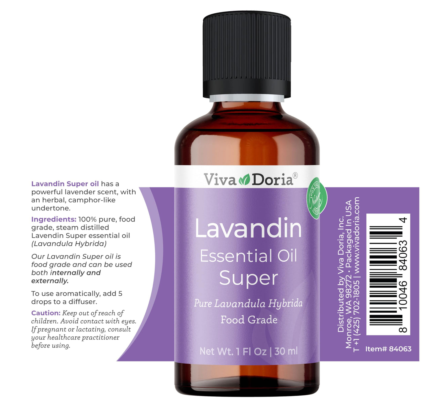 Viva Doria Lavandin Essential Oil - 30 mL, 100% Pure, Undiluted, Food Grade