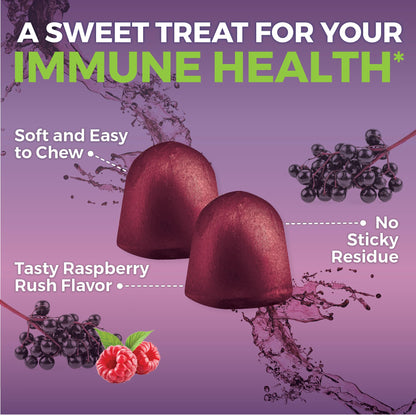 Viva Naturals Sambucus Elderberry Gummies for Adults – 120 Count | Immune Support