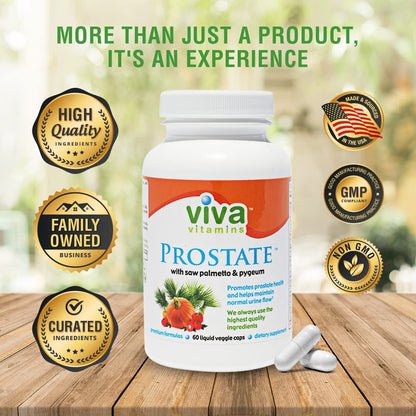 Viva Vitamins Prostate Health Supplements for Men - Pygeum, Pumpkin Seed Oil & Saw Palmetto, 60 Veggie Caps