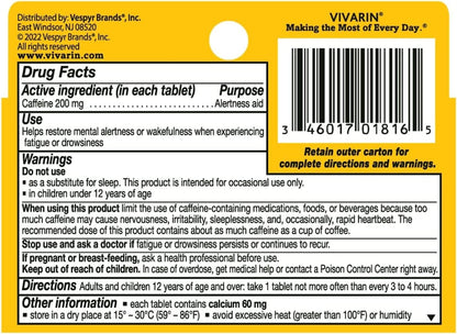Vivarin Tabs 16ct – 200mg Caffeine Tablets (16 Count)