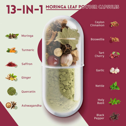 vivcmin 2-Pack Moringa Capsules 1000 mg | Turmeric, Ginger, Quercetin, Saffron | 240 Caps