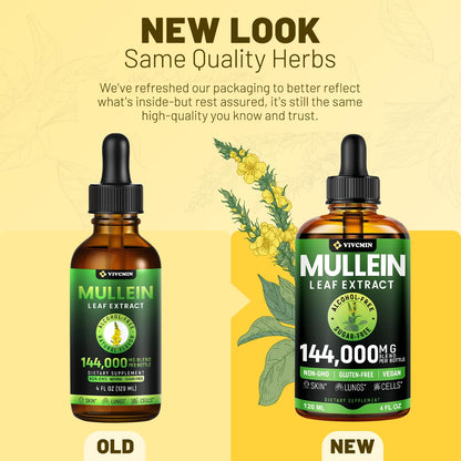 vivcmin Mullein Drops for Lungs with Licorice & Astragalus, Respiratory & Immune Support, Lung Detox for Smokers Tincture, Mullein Leaf Extract for Lung Cleanse, Sugar & Alcohol-Free, 4 fl oz