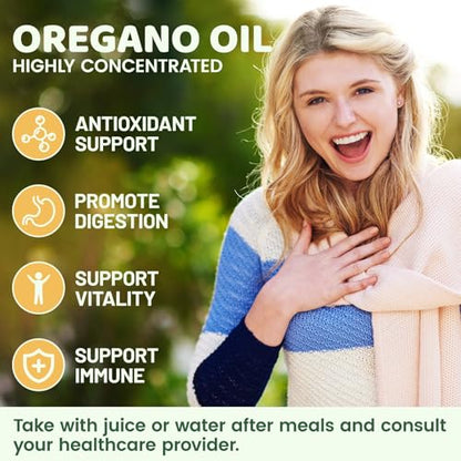 vivcmin Oregano Oil 300 Softgels – 6000mg Oregano Oil with Black Seed Oil | Immune & Digestive Support | Non-GMO | 150 Days Supply