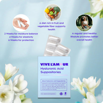 Vive L'Amour 1.5% Hyaluronic Acid Vaginal Suppositories — Continuous Hydration (12 Inserts)
