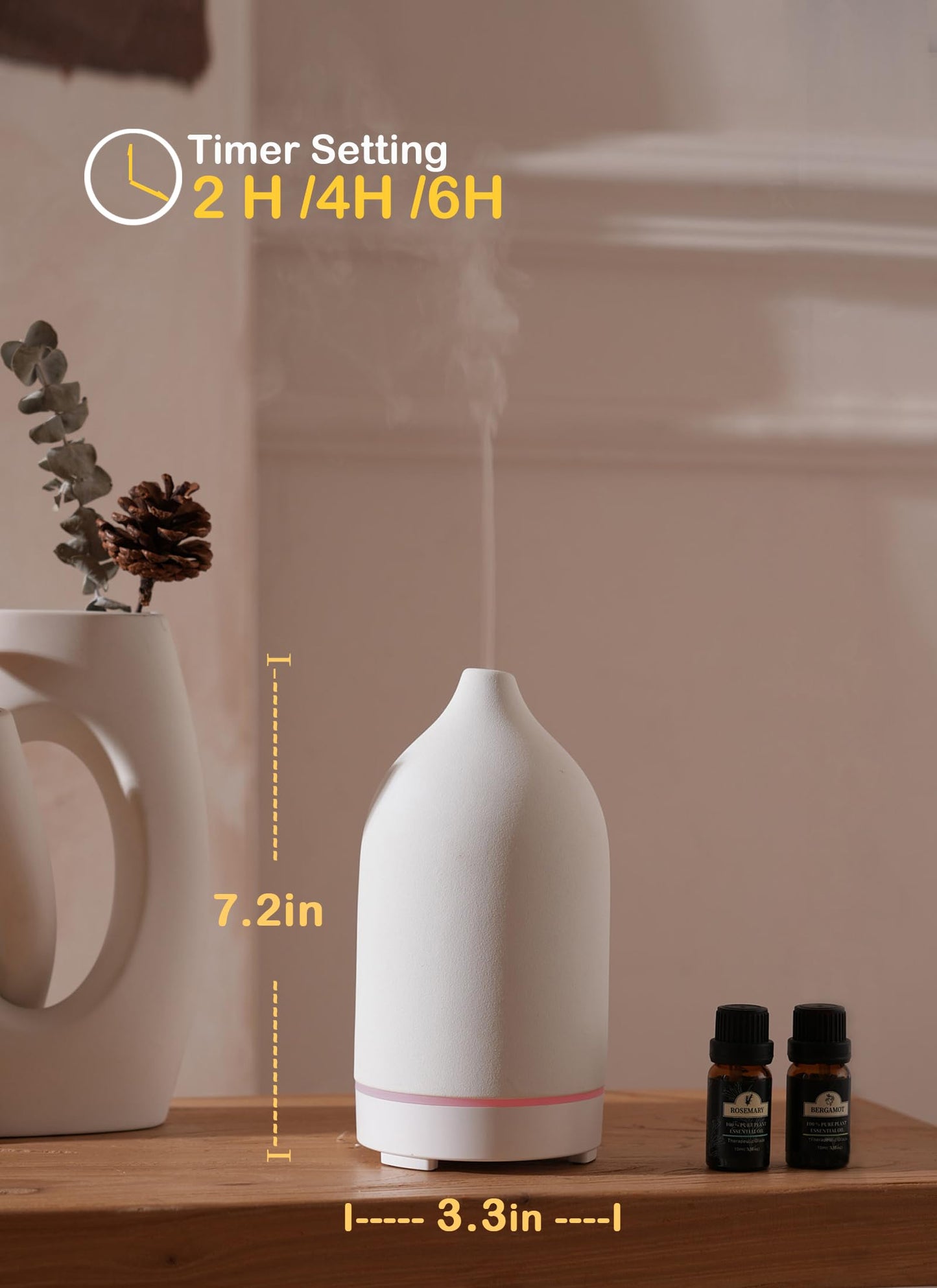 VIVITEST Stone Diffuser 200ML – Ultrasonic Essential Oil Diffuser for Home (White)