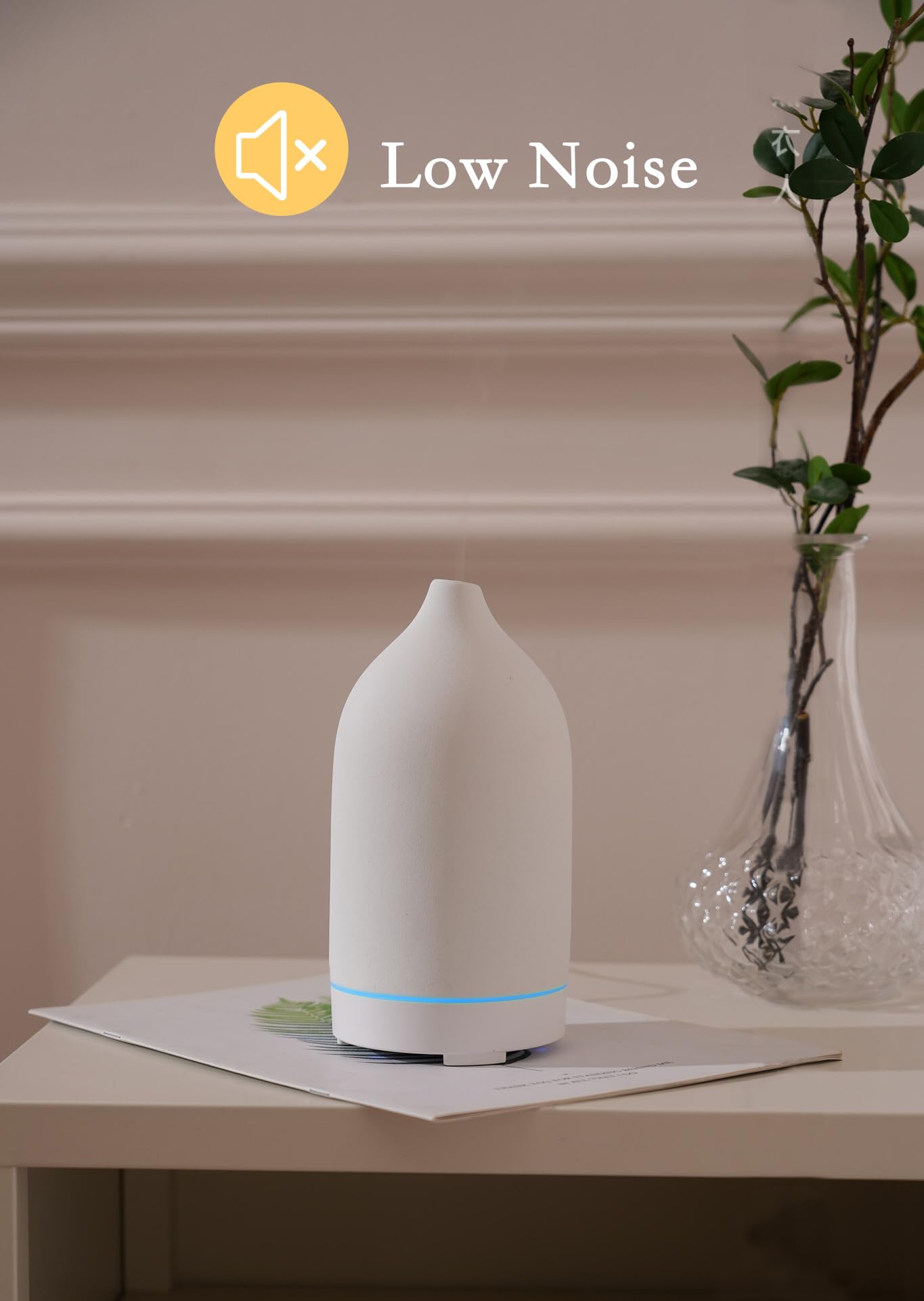 VIVITEST Stone Diffuser 200ML – Ultrasonic Essential Oil Diffuser for Home (White)