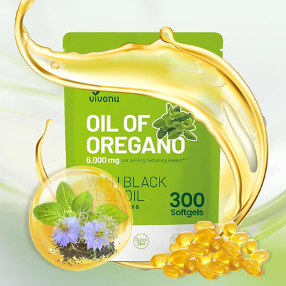 VivoNu Oil of Oregano with Black Seed Oil – Balanced Oregano Capsules (Non-GMO)