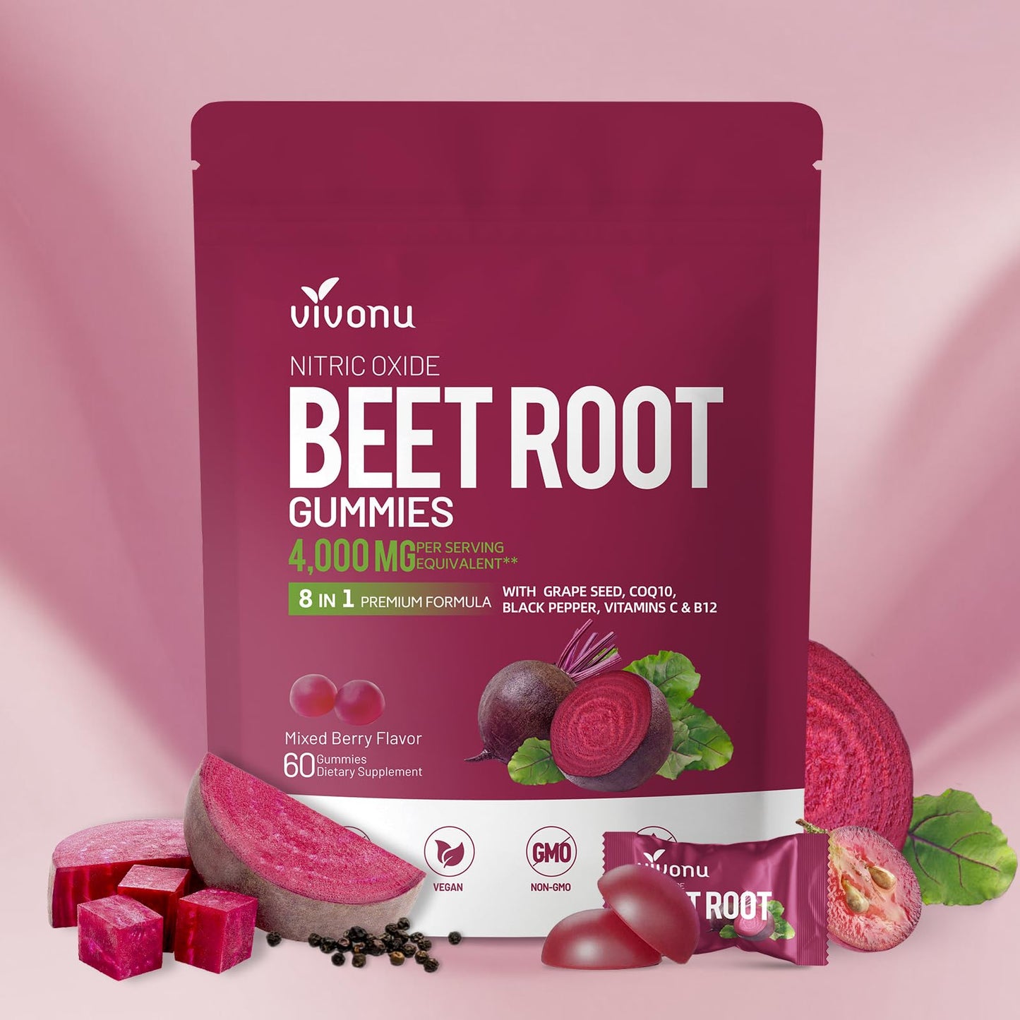 VivoNu Beet Root Gummies – 8-in-1 Premium Energy Support with CoQ10