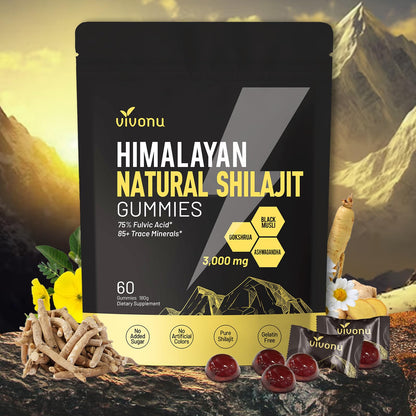 VivoNu Pure Himalayan Shilajit Gummies - 85+ Minerals, Non-GMO