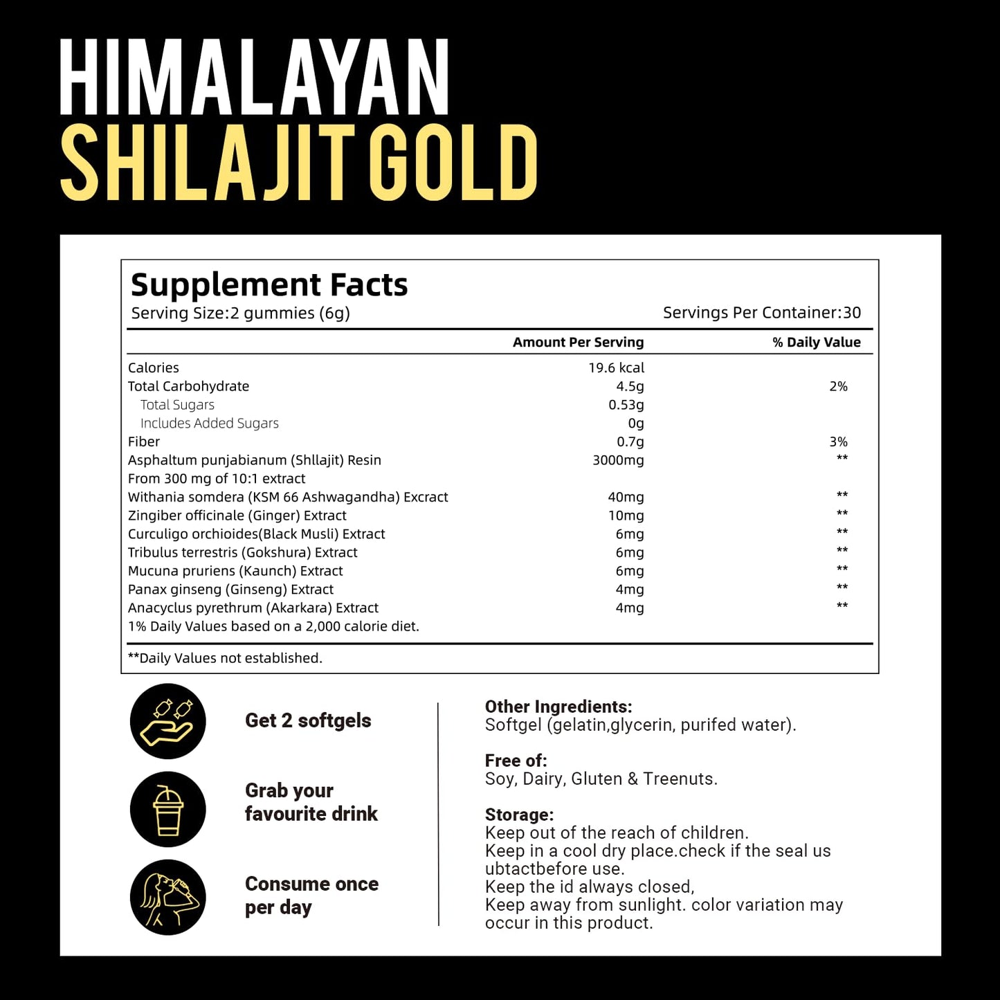 VivoNu Pure Himalayan Shilajit Gummies - 85+ Minerals, Non-GMO