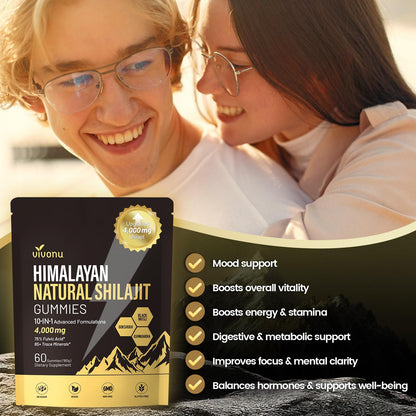 VivoNu Shilajit Gummies – 4000mg 10-in-1, Ashwagandha, Sugar-Free Vegan