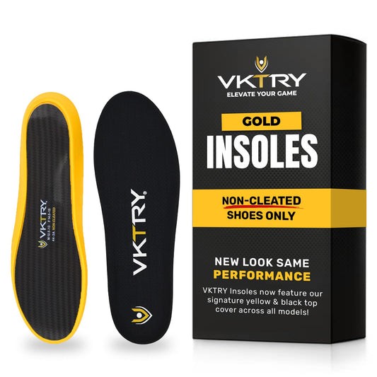 VKTRY Gold Non-Cleated Carbon Fiber Insoles – Custom Athletic Inserts for Basketball, Volleyball, Running