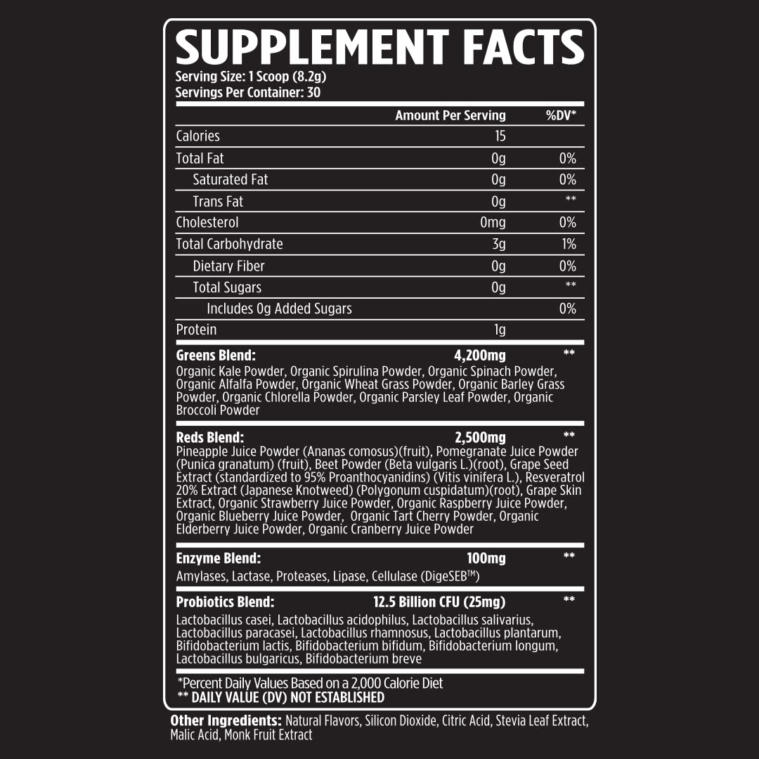 VMI Greens + Reds: Immunity & Gut Health Superfood | 30 Servings Strawberry Kiwi