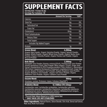VMI Greens + Reds: Immunity & Gut Health Superfood | 30 Servings Strawberry Kiwi