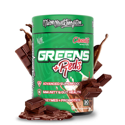 VMI Sports Greens + Reds Advanced Superfood | Immunity & Gut Health | 30 Servings (Chocolate)