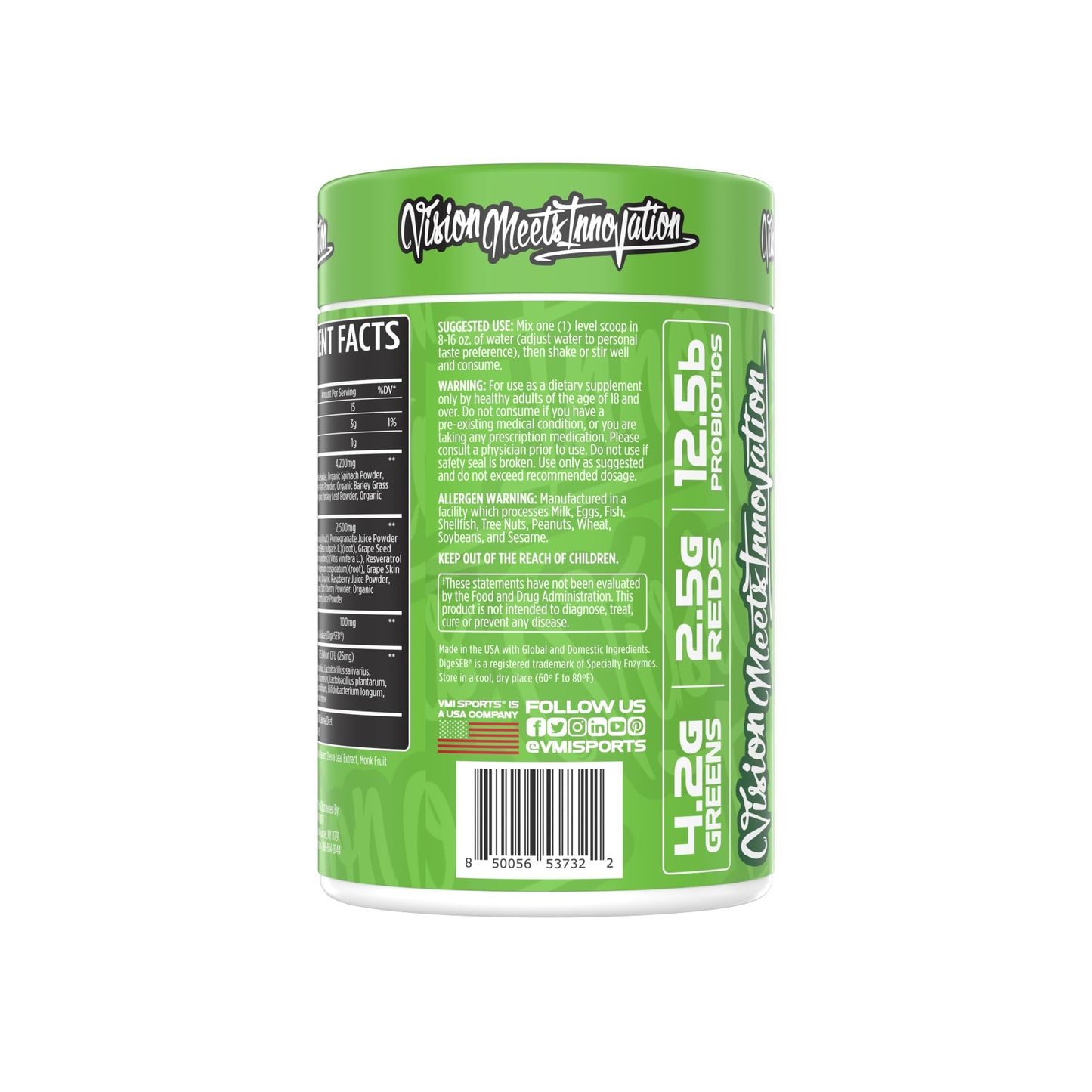 VMI Sports Greens + Reds Advanced Superfood – Immunity & Gut Health with Enzymes & Probiotics | 30 Servings (Dragon Fruit)