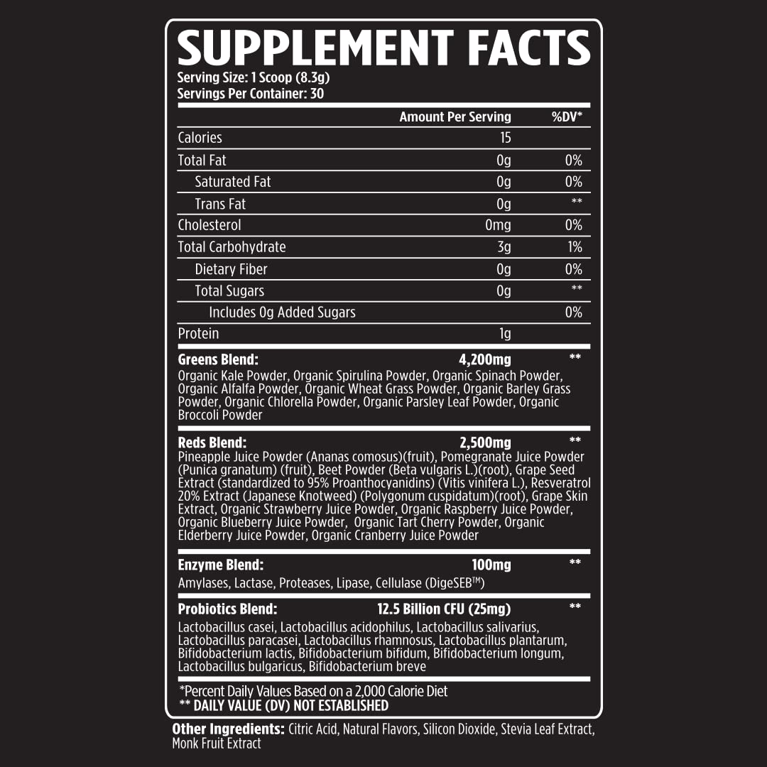 VMI Sports Greens + Reds – Advanced Immunity & Gut Health Superfood | 30 Servings (Raspberry Lemonade)