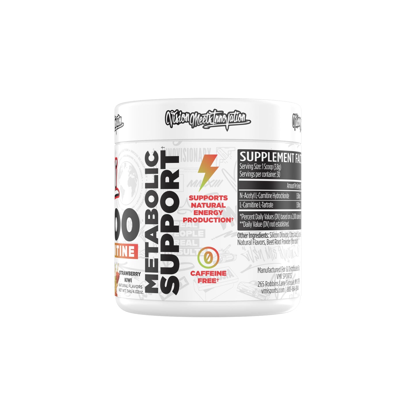 VMI Sports L-Carnitine 3000 Powder – 3000 mg, 30 Servings, Strawberry Kiwi