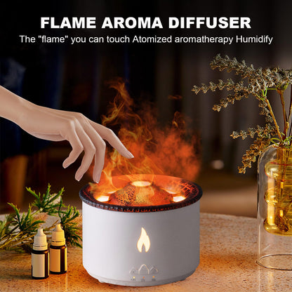 Volcano Flame Diffuser & Humidifier 300ml Ultrasonic 2-in-1 with Timer