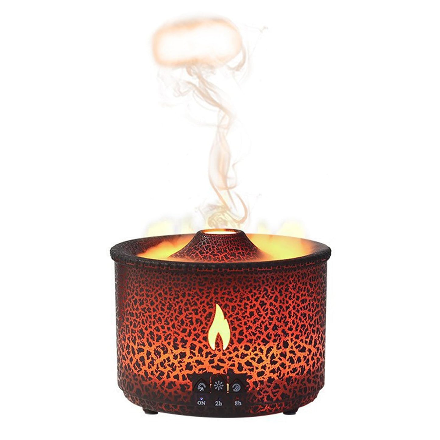 Volcano Humidifier Quiet Flame Diffuser – 300ml, 2 Modes, Remote, Auto Shut-Off (Red & Blue)
