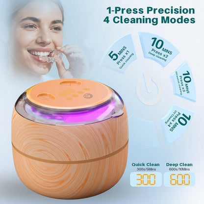 Voraiya Ultrasonic Retainer Cleaner – 360° UV Cleaning, 45kHz Denture & Mouth Guard Cleaner