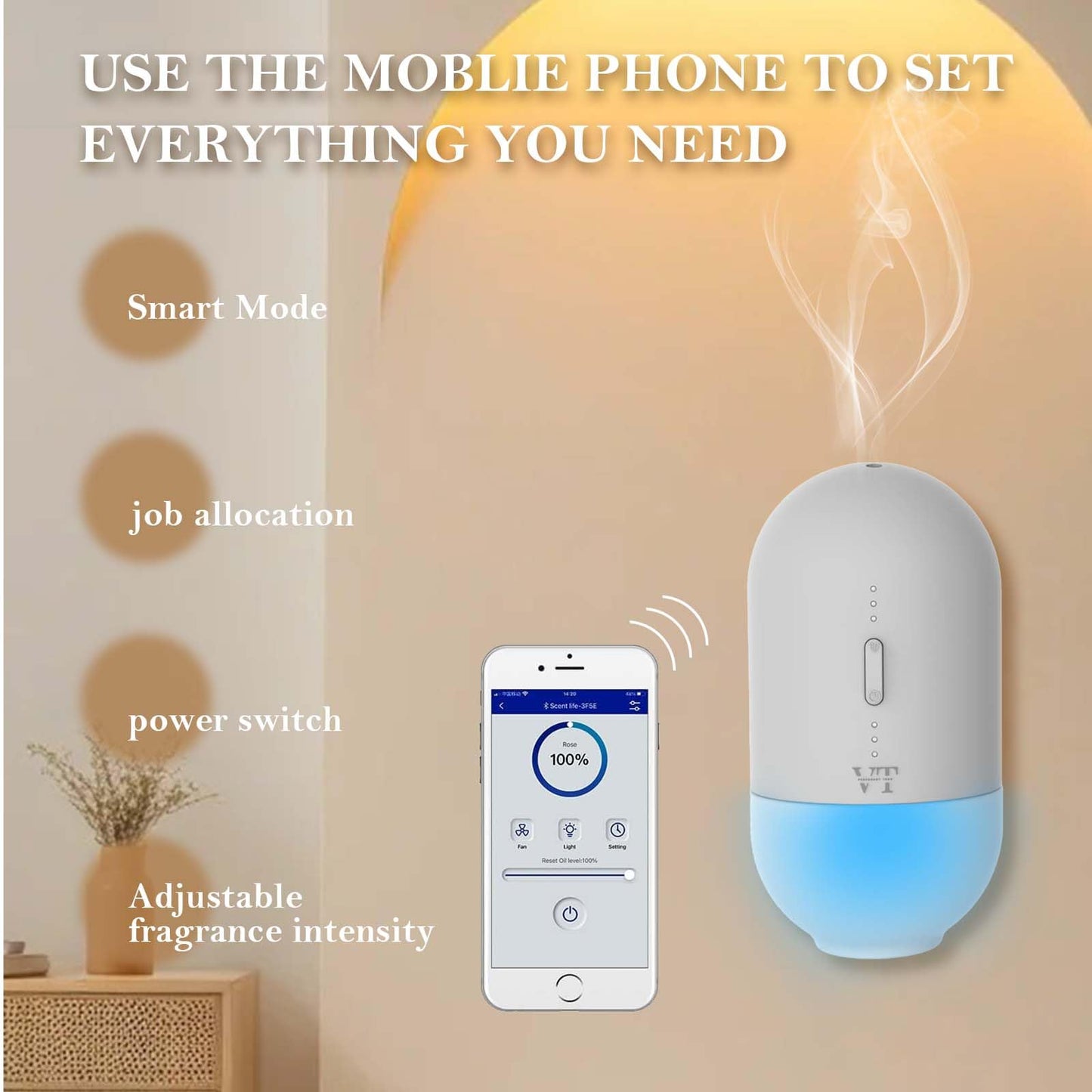 VT VERYSCENT TECH Plug-In Waterless Diffuser with Bluetooth App | 600 sq ft