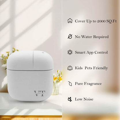 VT VERYSCENT TECH Waterless Diffuser – 3000 Sq Ft Coverage, Bluetooth App, 2 oz Oil, White