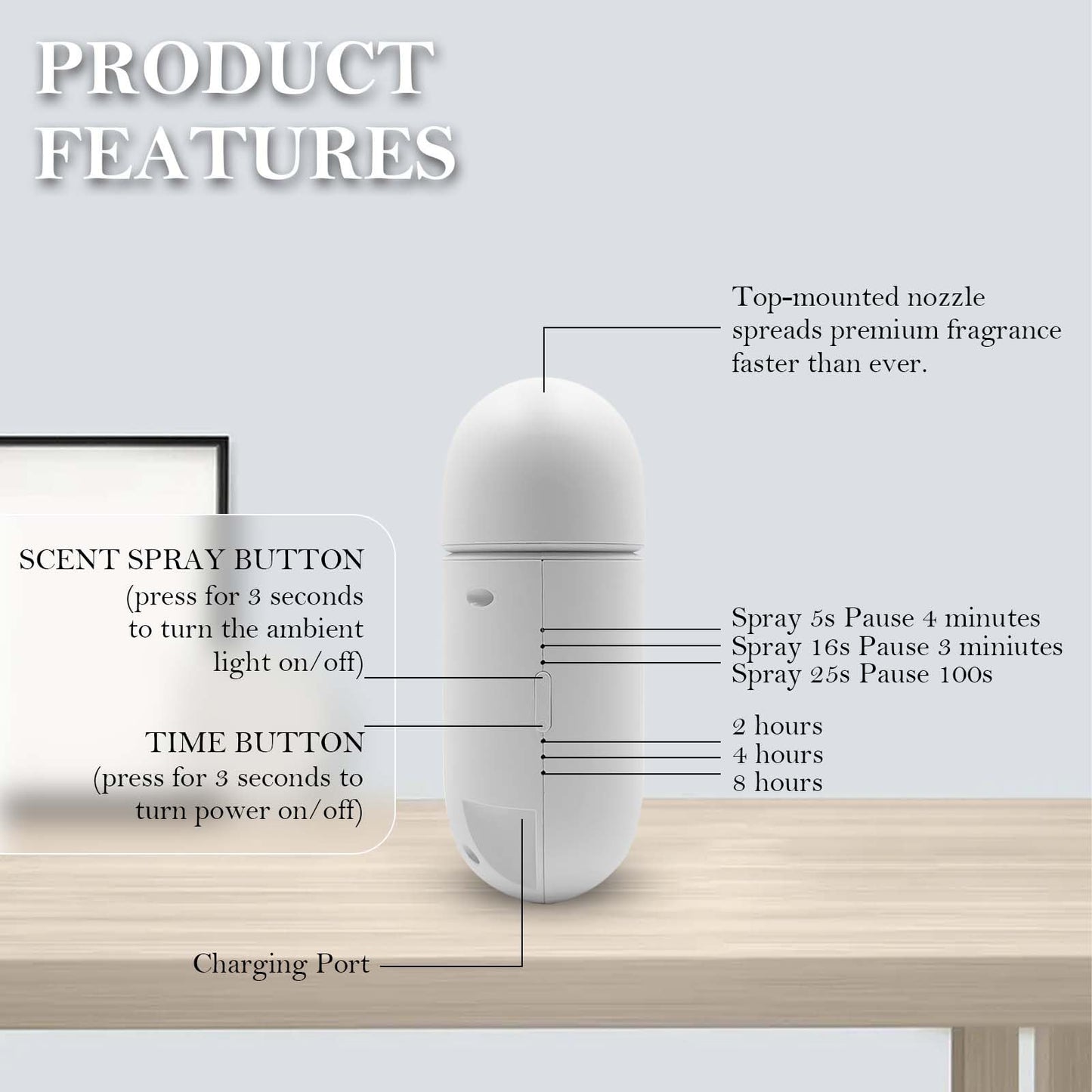 VT VERYSCENT TECH Waterless Diffuser – 3000 Sq Ft Coverage, Bluetooth App, 2 oz Oil, White