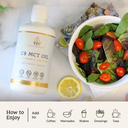VTC VitaTradingCo. 100% Pure C8 MCT Oil | 128oz, 3X Distilled, Keto & Paleo