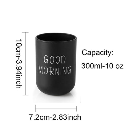 VUULDOO Minimalist Mouthwash Cup 300ml - Black & White, Good Morning Design