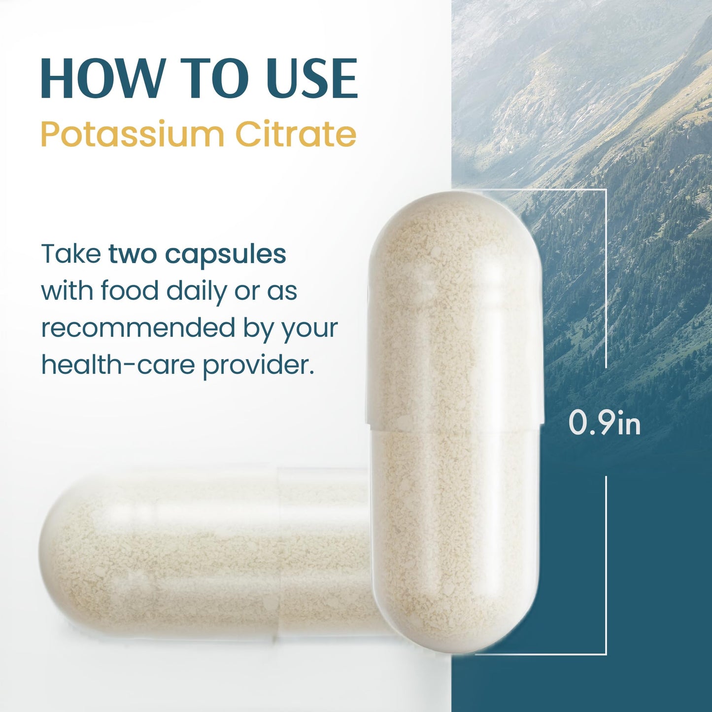 Vykee Nutrition Potassium Citrate Capsules - 500 mg, 120 Count | Vegan, Non-GMO, Gluten Free
