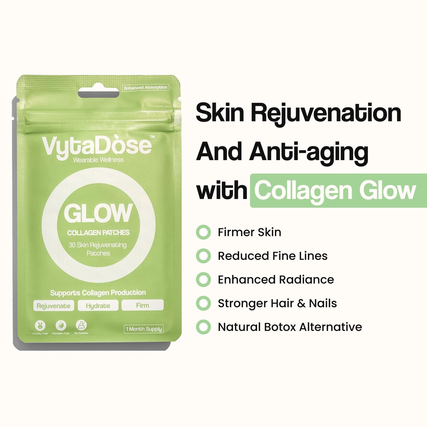 Vytadose Collagen Glow Patches – 5x Stronger Formula for Skin, Hair & Nails