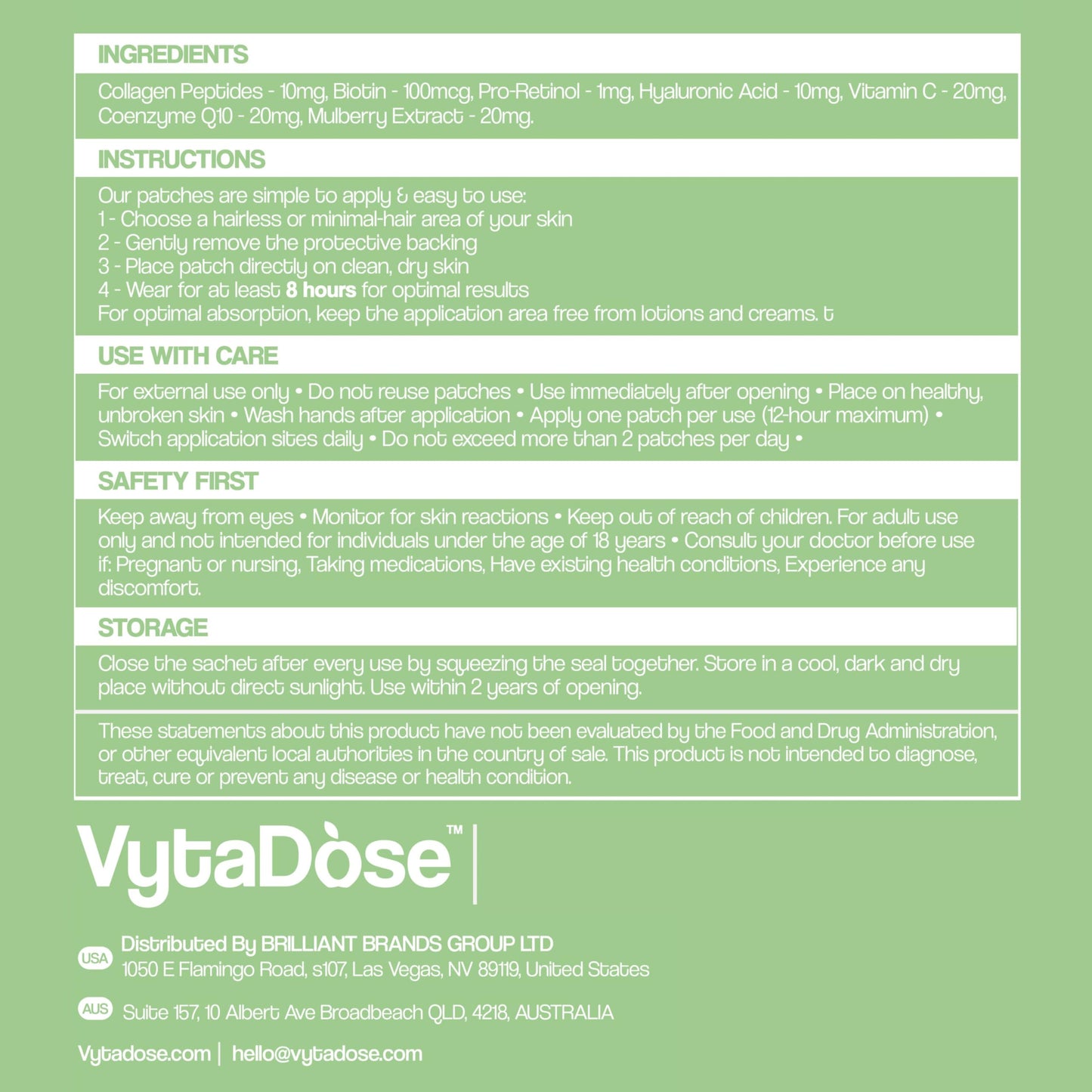 Vytadose Collagen Glow Patches – 5x Stronger Formula for Skin, Hair & Nails