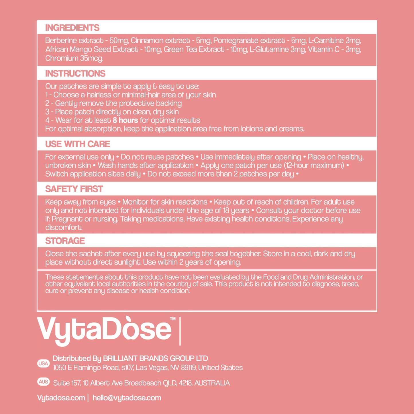 Vytadose Extra Strength GLP-1 Patches – 10x Berberine Formula | Hunger Support