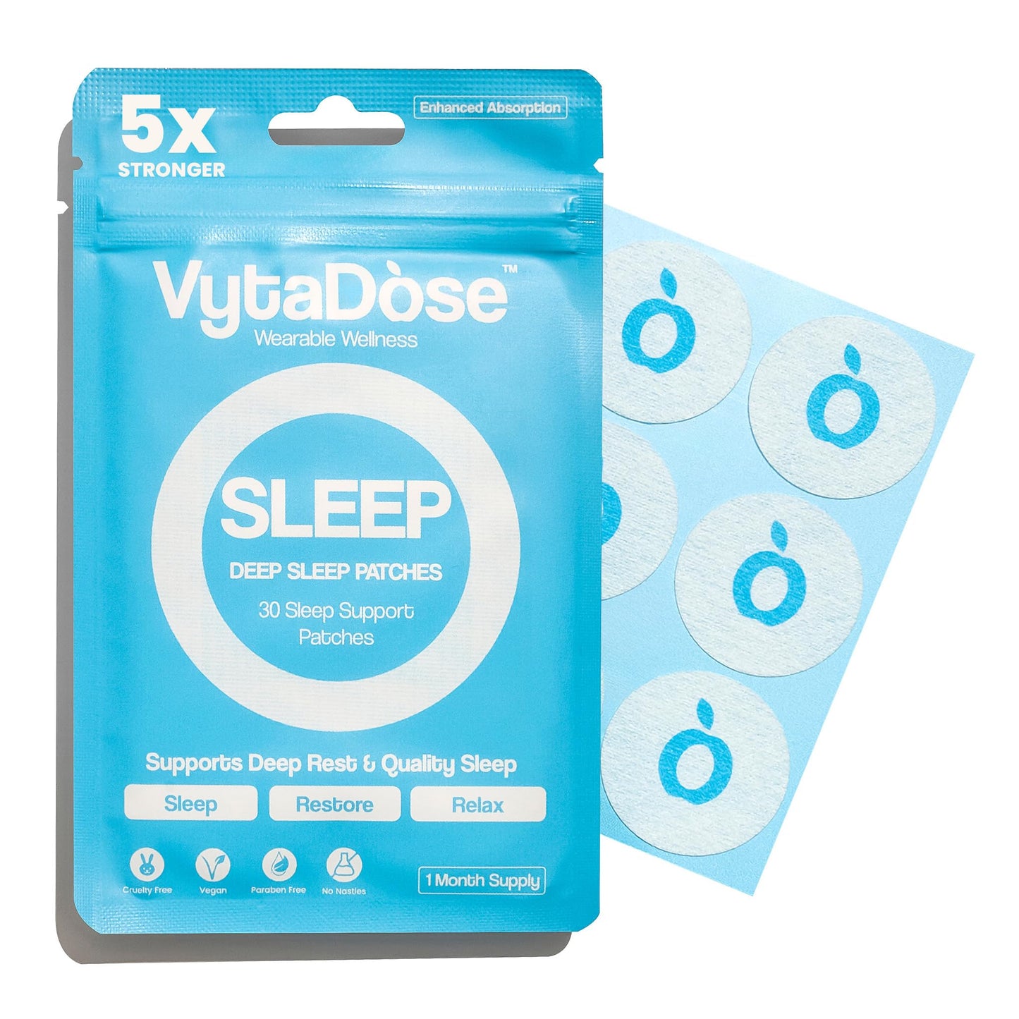 Vytadose Melatonin-Free Herbal Sleep Patches – 8-Hour Time-Release (Adults & Kids)
