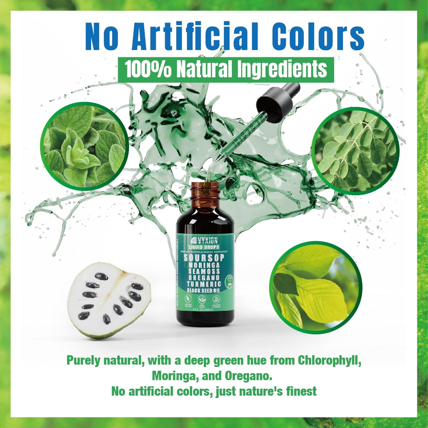 Soursop Bitters Liquid Drops 10-in-1 – Sea Moss, Moringa, Turmeric, Ashwagandha | 2 Fl Oz | Vegan, Non-GMO