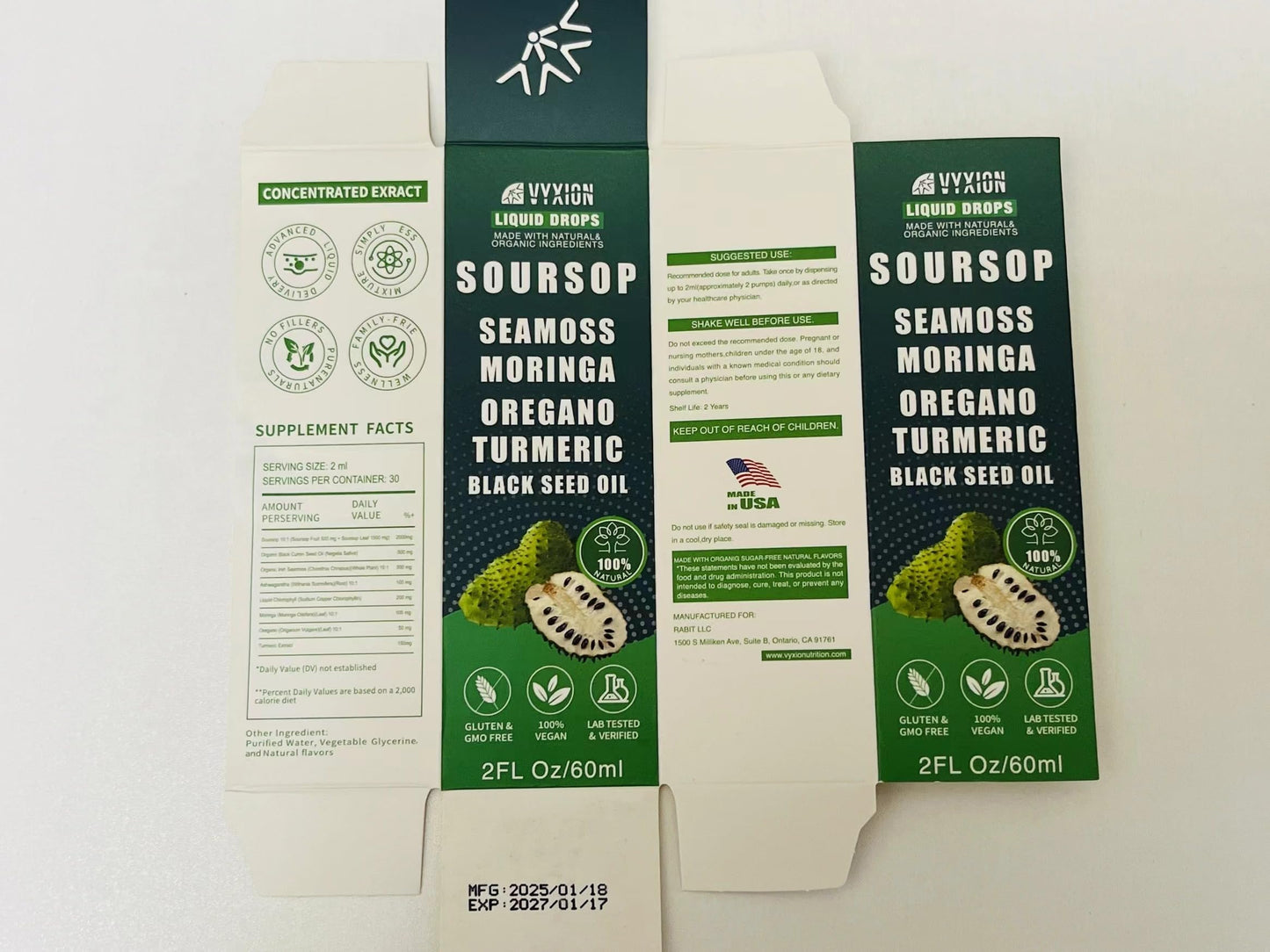 Soursop Bitters Liquid Drops 10-in-1 – Sea Moss, Moringa, Turmeric, Ashwagandha | 2 Fl Oz | Vegan, Non-GMO