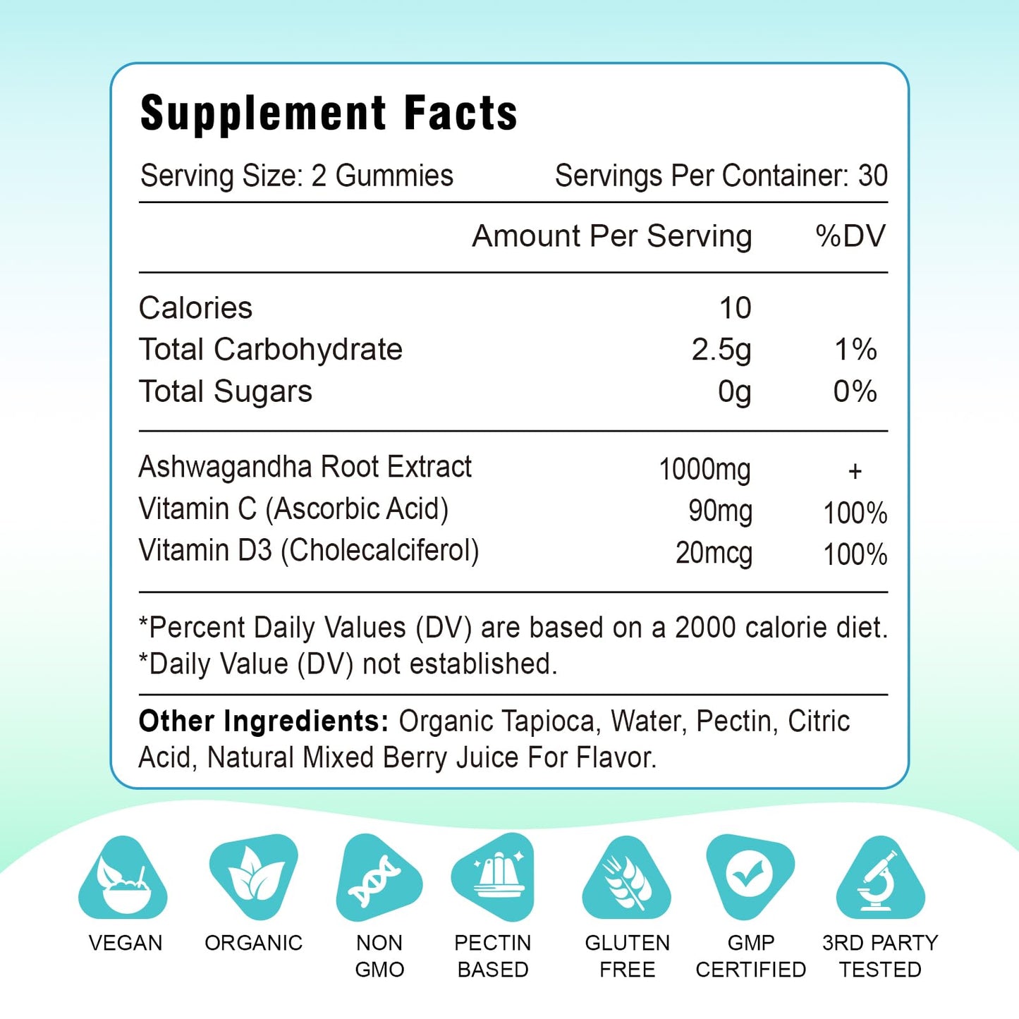 VZOXAINS 2 Pack Ashwagandha Gummies – 1000mg, Vitamin D & C | Vegan