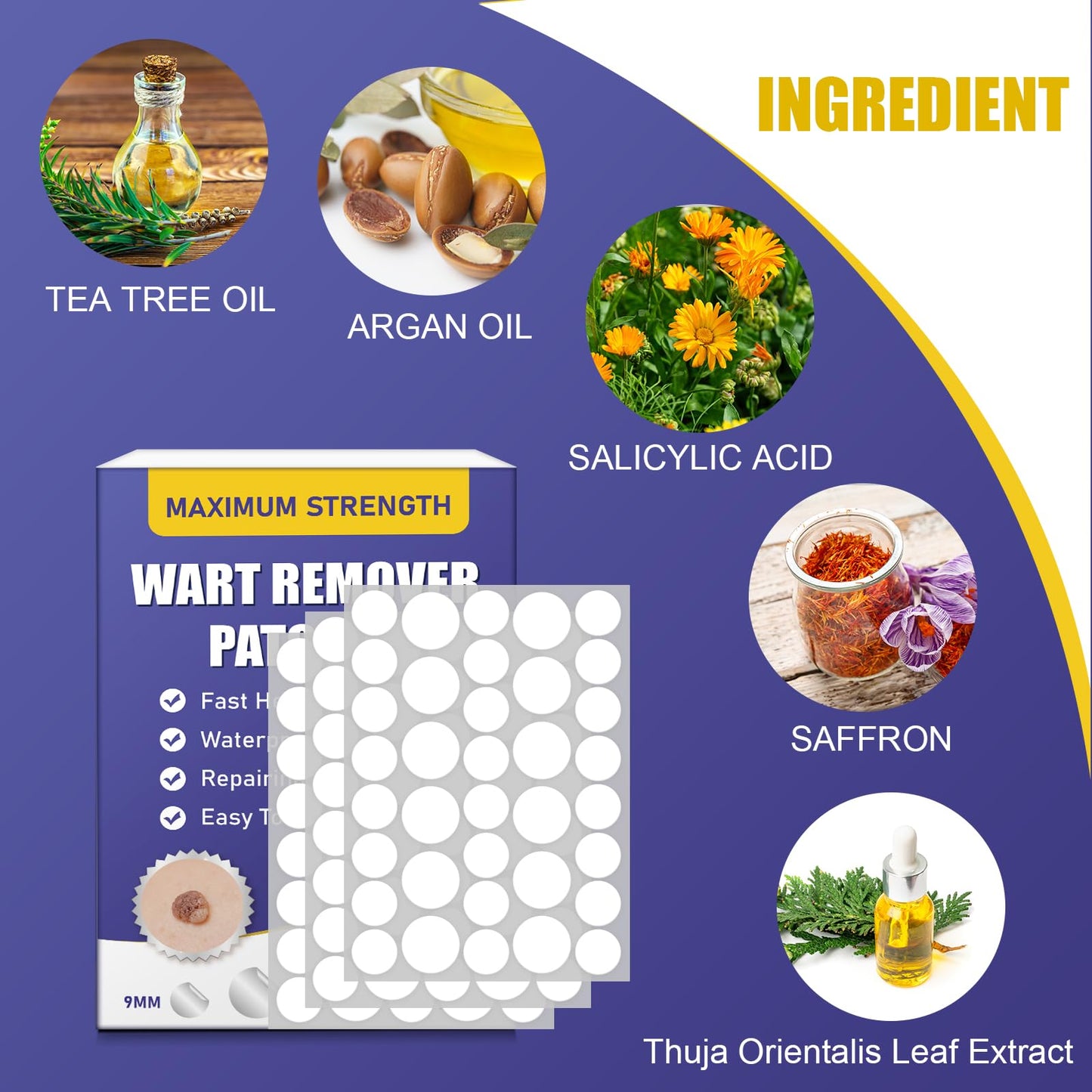 WABRINY Maximum Strength Wart Remover Patches | Invisible Hydrocolloid Patches, Waterproof, 144ct